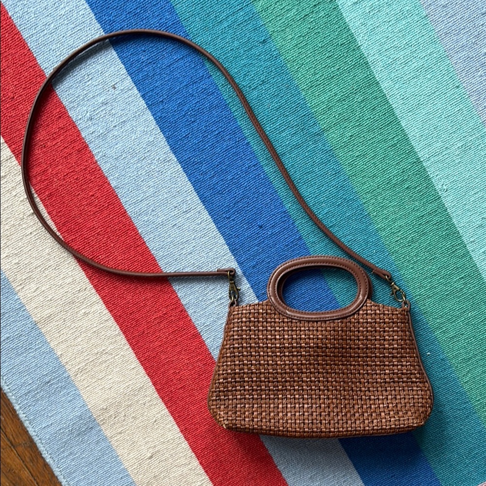 Vintage Fossil Brown Woven Handbag